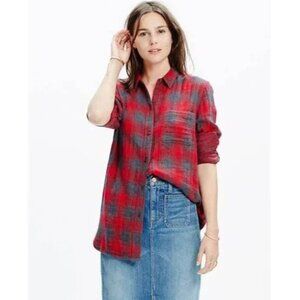 Madewell Ex-Boyfriend Shirt in Lansing Plaid / Geometric Brick / Size L